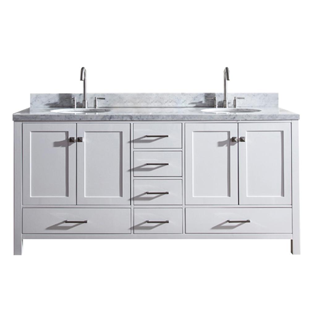 Ariel Cambridge 73 In Bath Vanity White With Marble Top Ariel Cambridge 73 In Bath Vanity White With Marble Top Carrara