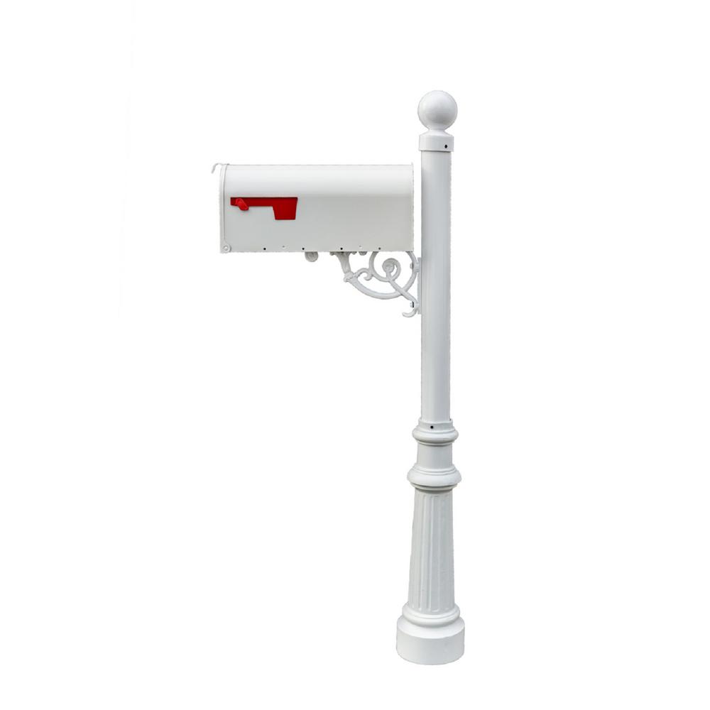 Lewiston White Decorative Post Mounted Mailbox System With Non Locking E1 Economy Mailbox Lpst 804 E1 Wht The Home Depot