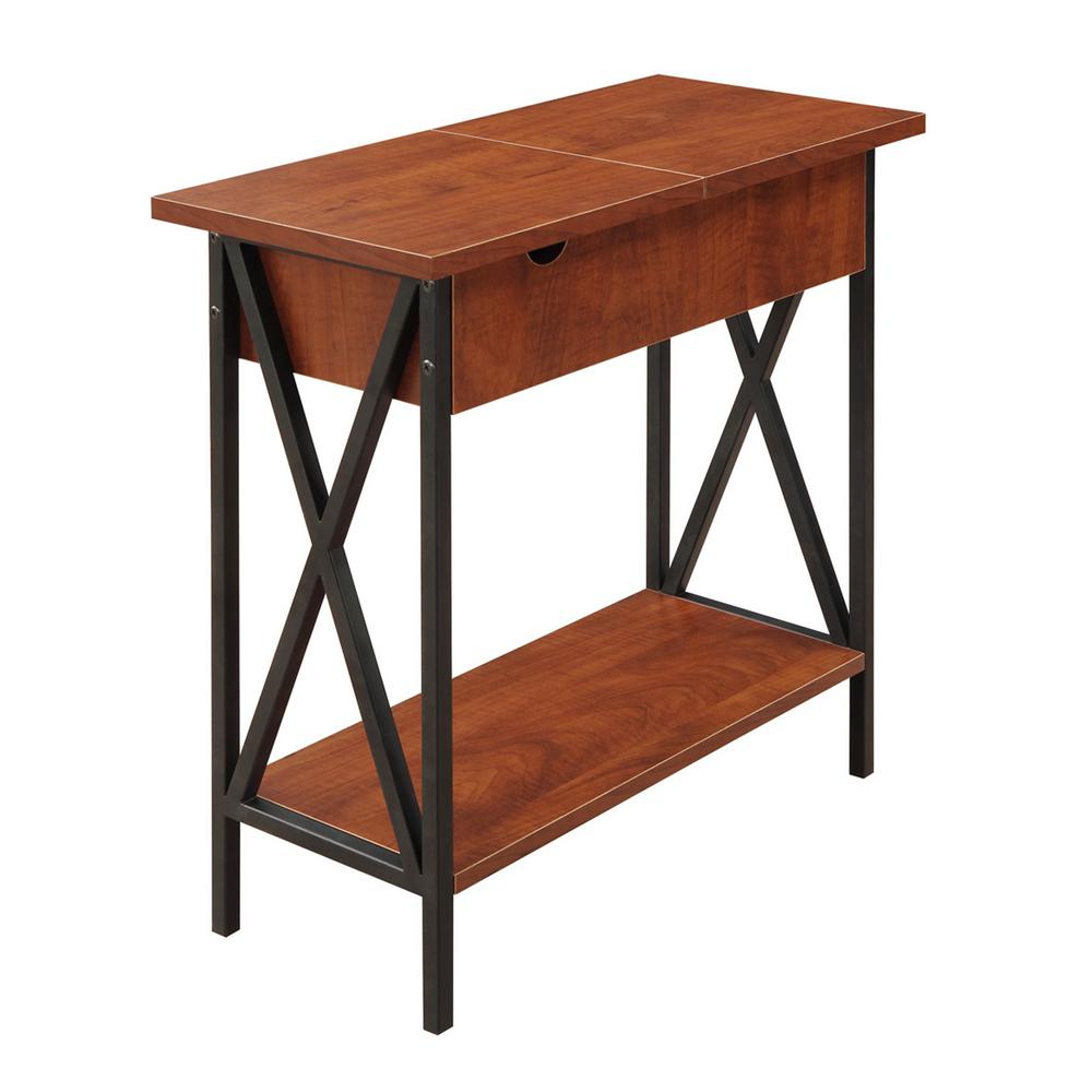 Convenience Concepts Tuscon Black and Cherry Flip Top End Table161859