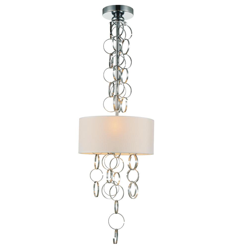 Chrome Beige Bisque Pendant Lights Lighting The Home Depot Chained 3 Light Chrome Pendant