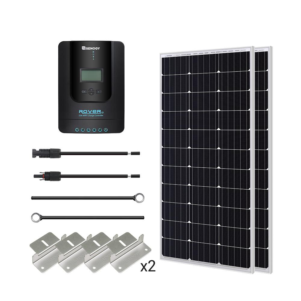 Boat Renogy 100 Watts 12 Volts Eclipse Solar RV Kit with 30A PWM LCD Charge Controller//Solar Panel Connectors//Tray Cable//Corner Bracket Mount//Cable Entry housing for RV