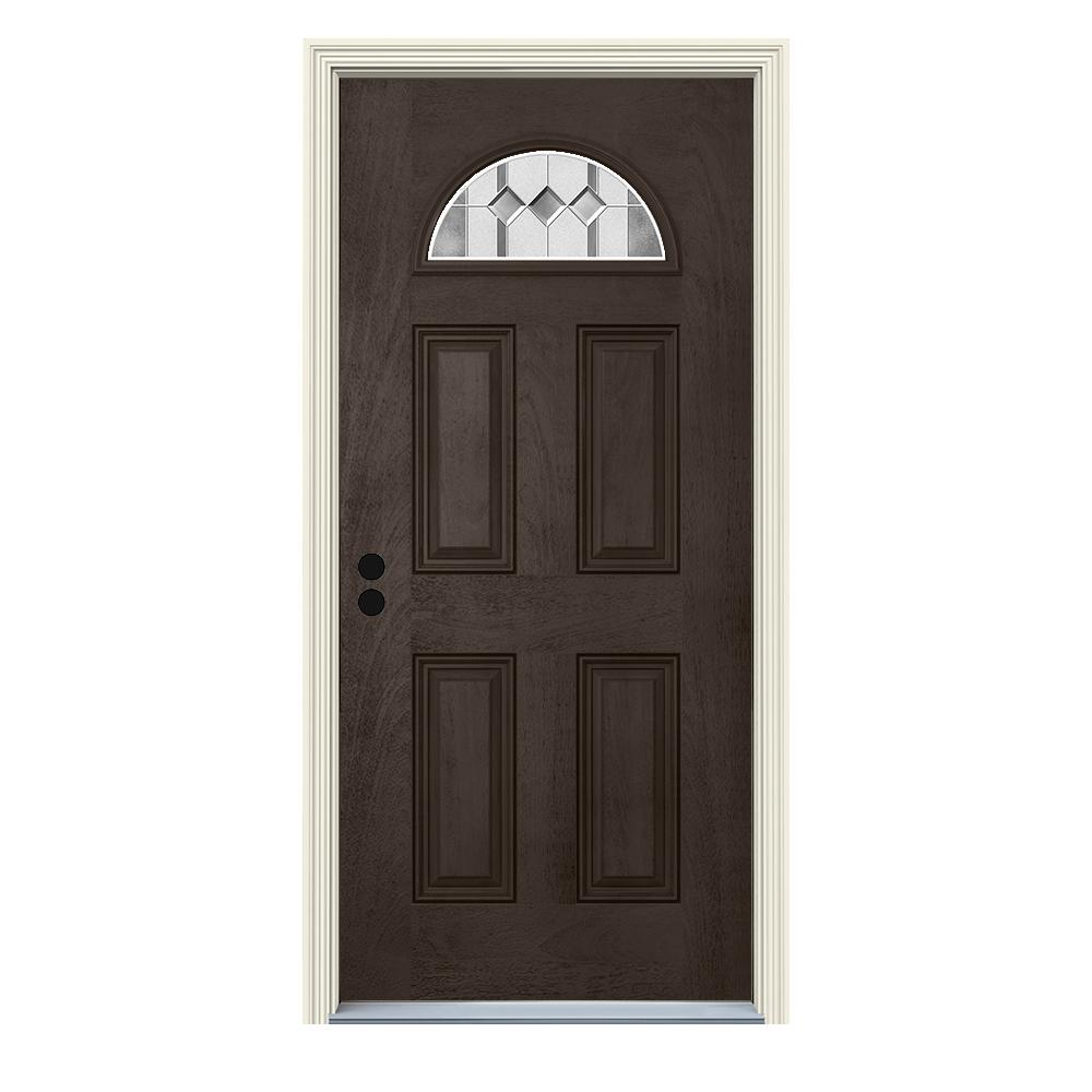 Jeld Wen 36 In X 80 In Right Hand Fan Lite Auburn Espresso