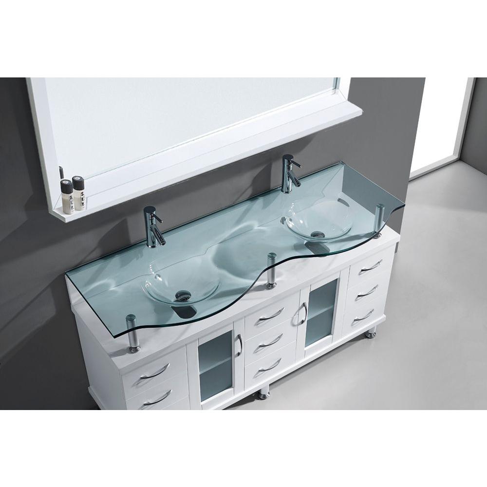 Virtu Usa Vincente Rocco 60 In W Bath Vanity In White With Glass Vanity Top In Aqua With Round Basin And Mirror And Faucet Md 61 G Whthd The Home Depot