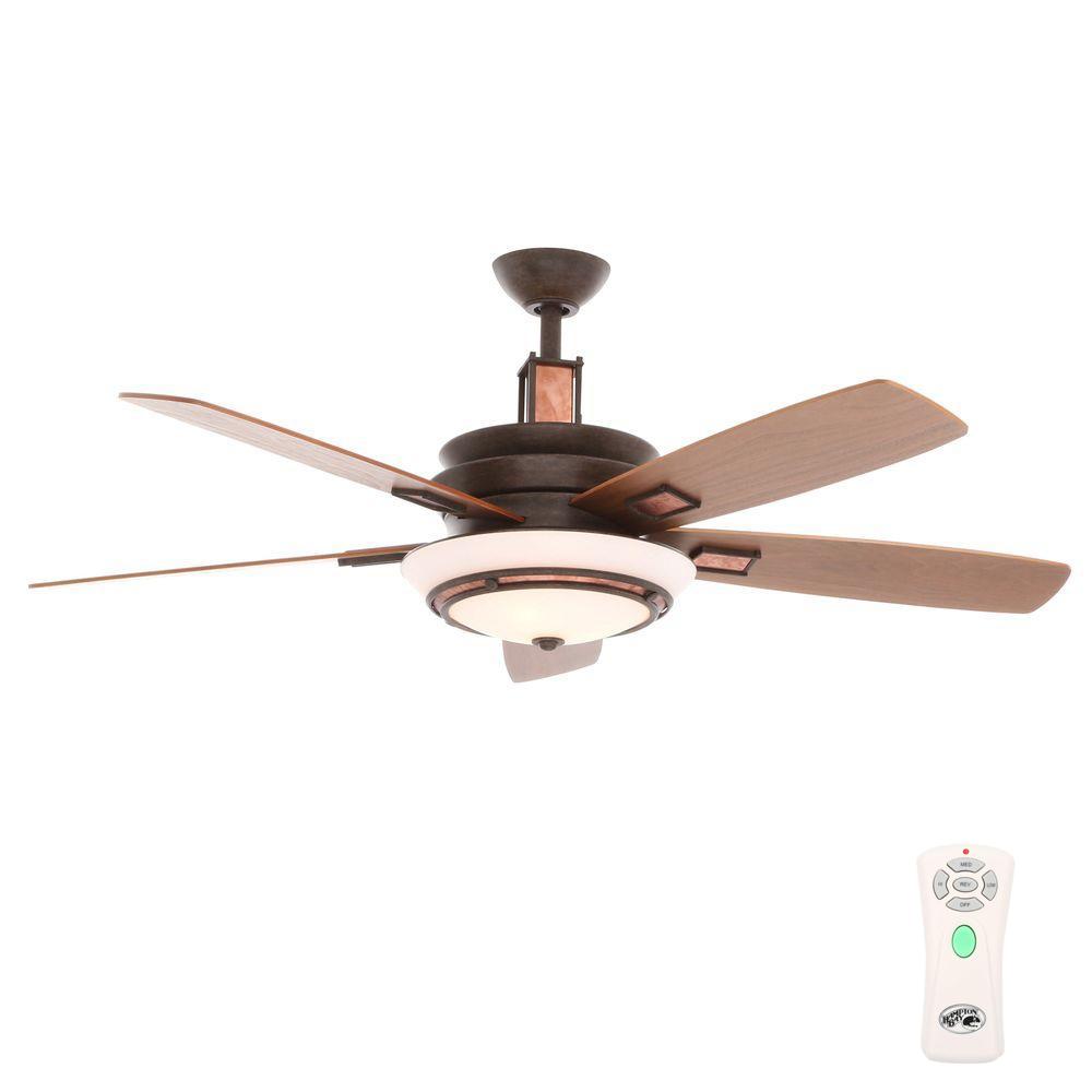 Details About Ceiling Fan Light Kit Remote Control Copper Indoor Iron Downrod Mount 54 In