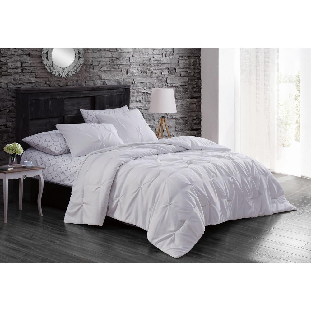 Geneva Home Fashion Flynn 5 Piece White Twin Comforter Set 