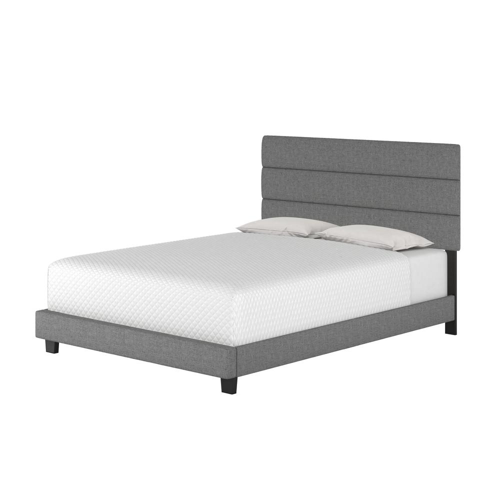 Bedding Beds Bed Frames Light Brown, Grey Linen Platform Bed Queen