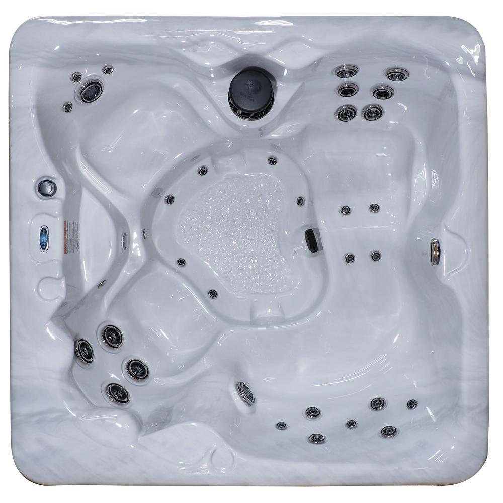 Usa Spas Malibu 5 Person Standard Hot Tub With Lounger 62 Stainless Steel Jets Led Light Waterfall And Hard Cover