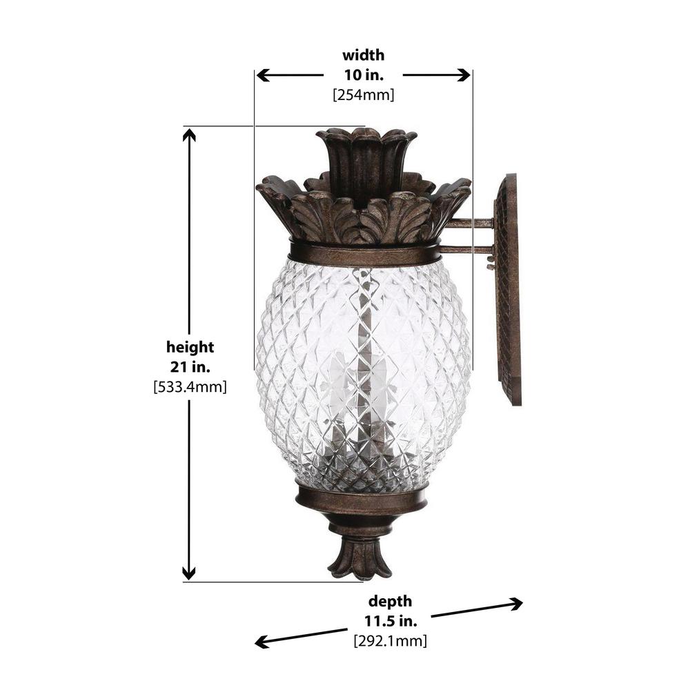 Monteaux Lighting 21 In Bronze Outdoor Pineapple Coach Light Wall