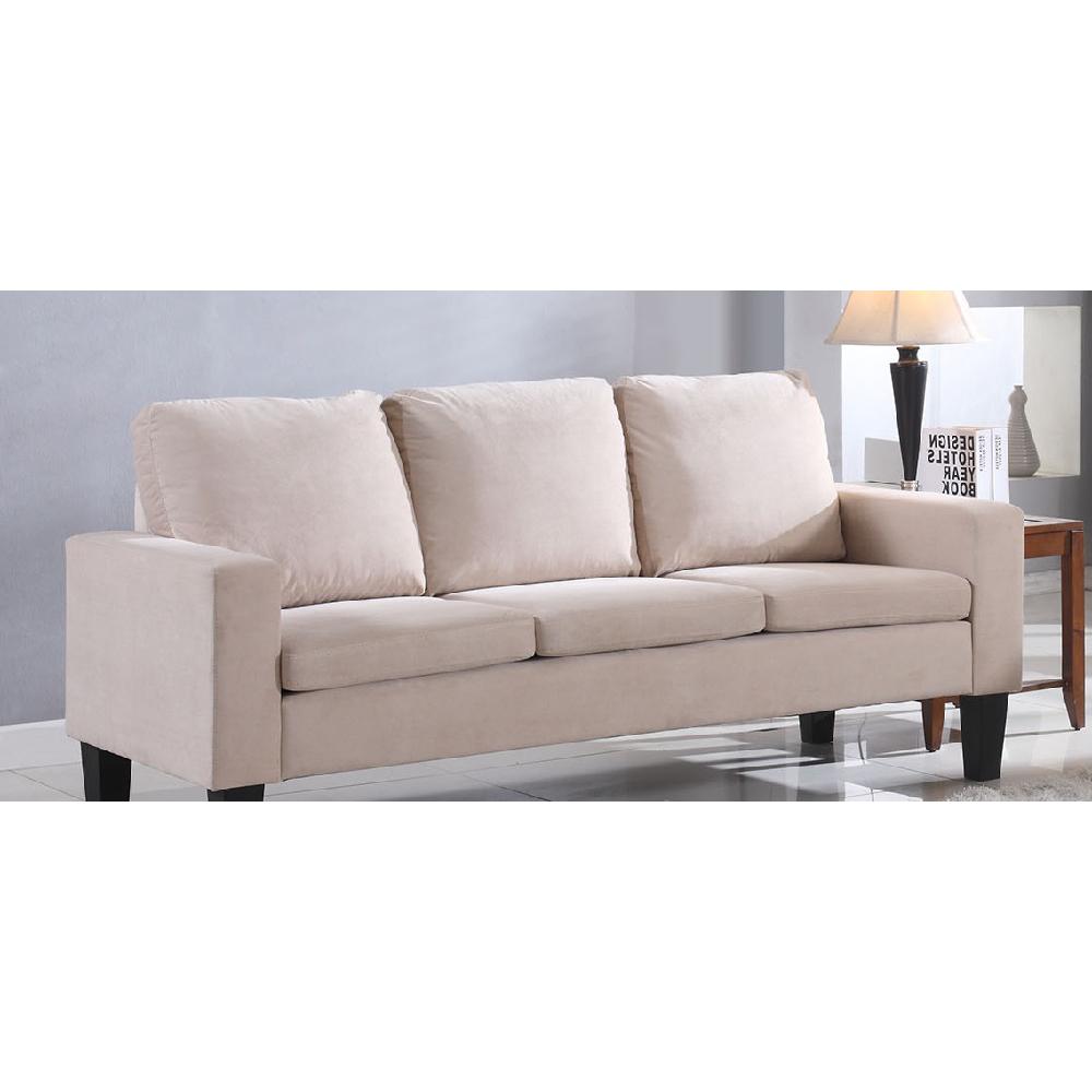Sarah 1 Piece Beige Microfiber Sofa 72013 63be The Home Depot