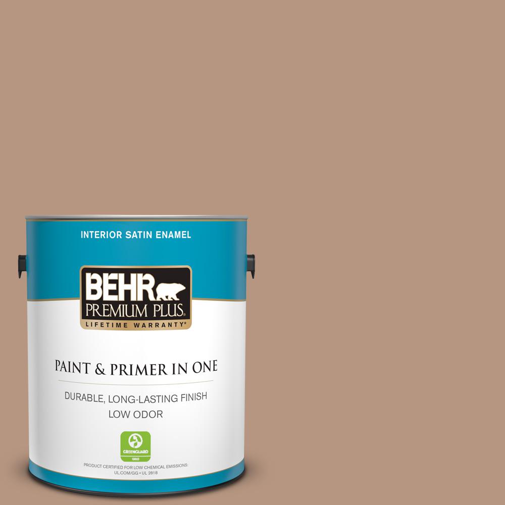 BEHR Premium Plus 1 gal. S2204 Potters Clay Satin Enamel Low Odor Interior Paint and Primer in