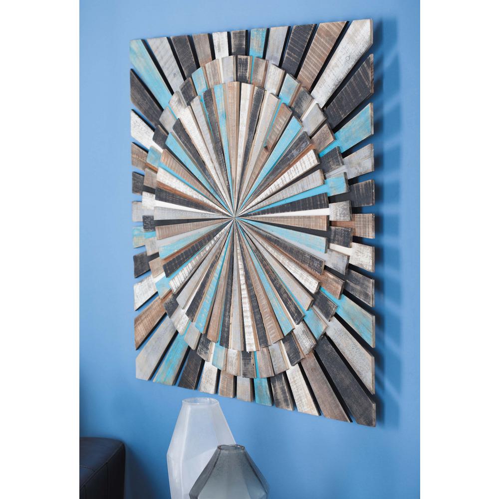 36 in x 36 in Wooden  Slat Type Color Wheel Wall  Decor  