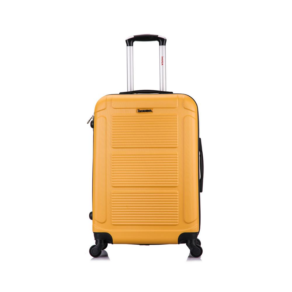 InUSA Pilot Lightweight Hardside Medium Checked Spinner Suitcase - Mustard