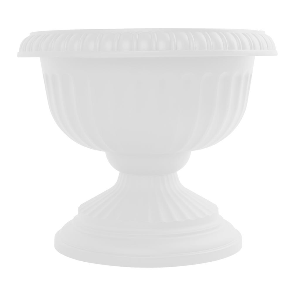 Grecian 12 in. x 10.5 in. Casper White Plastic Urn Planter