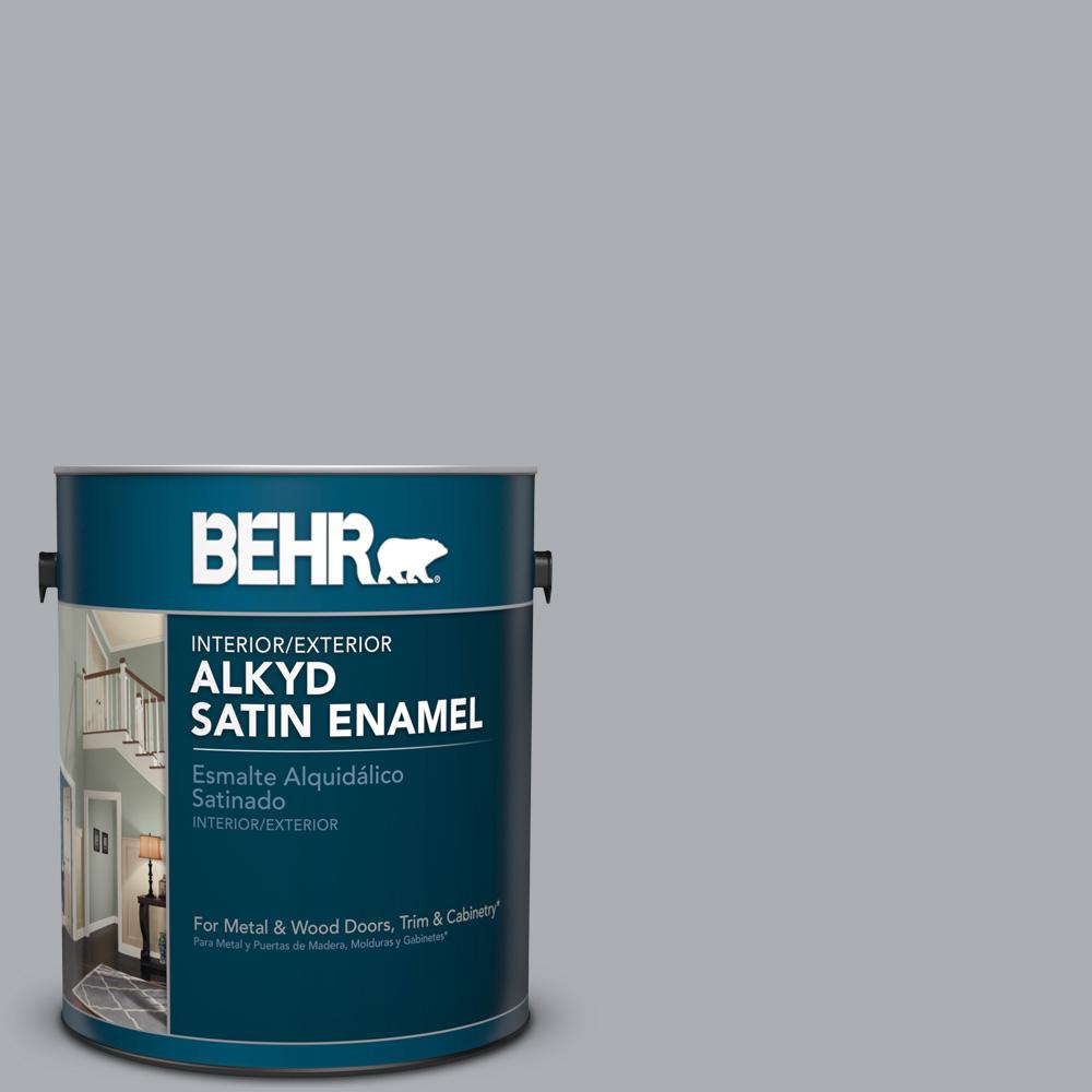 BEHR Premium Plus 1gal. N5206 Asphalt Gray Satin Enamel Exterior Paint934001 The Home Depot