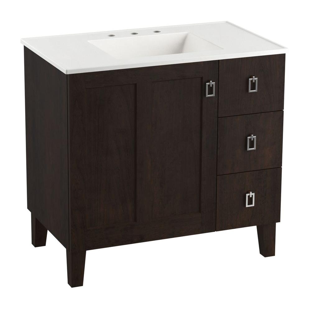 KOHLER Poplin 36 in. Vanity in Claret Suede with Vitreous China Vanity