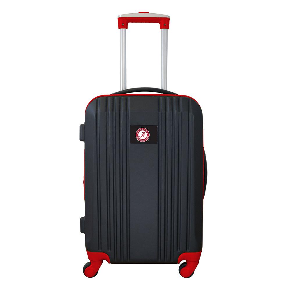 red and black suitcase