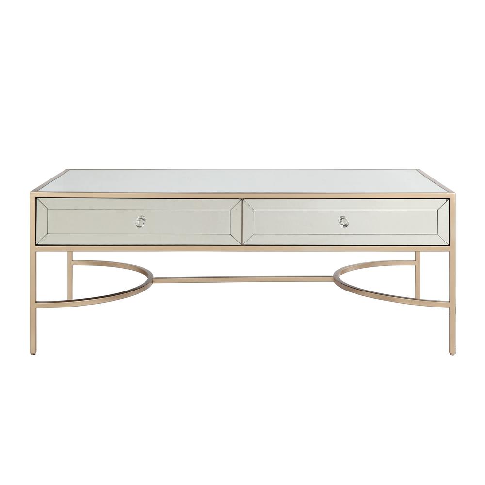 Acme Furniture Wisteria Mirrored And Rose Gold Coffee Table