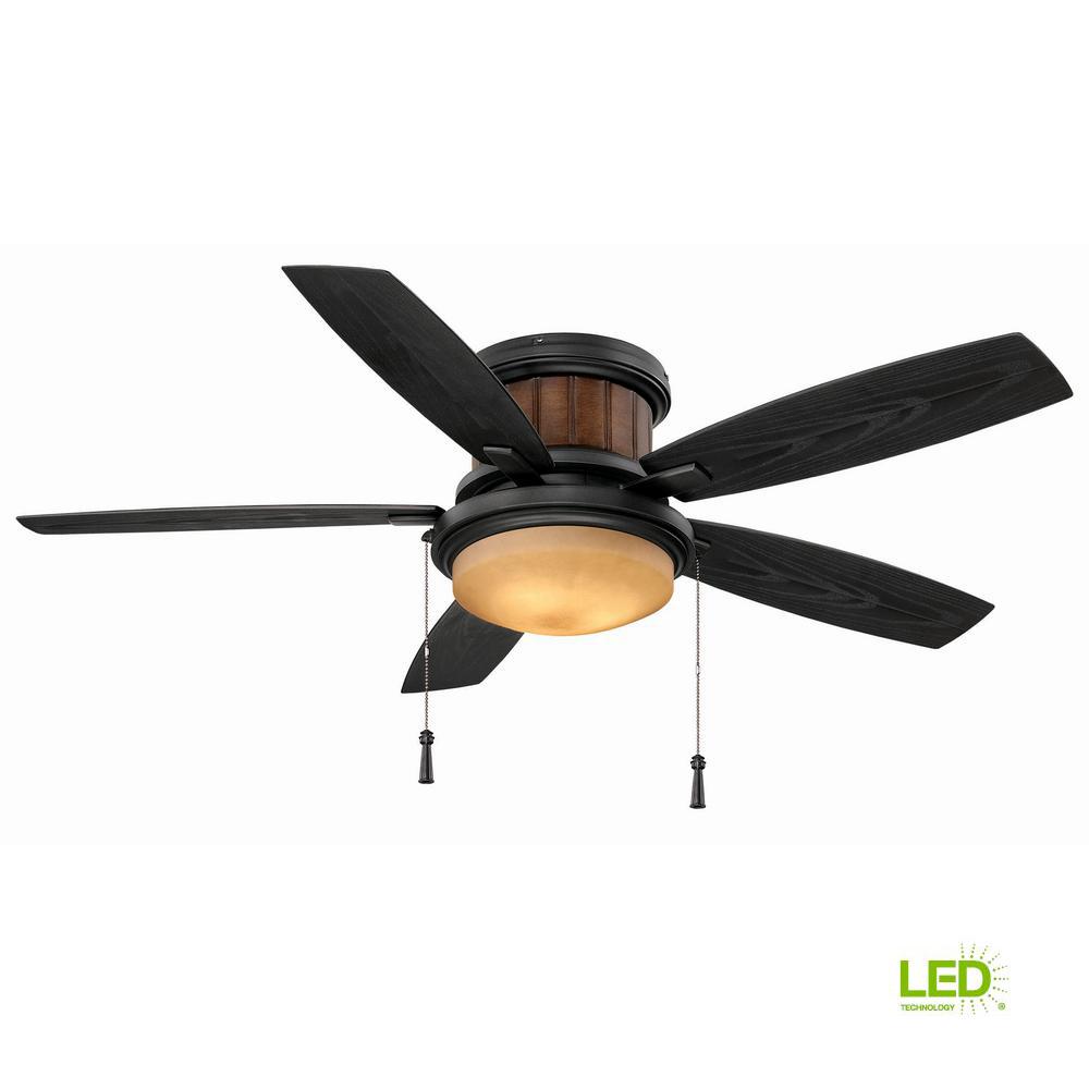 Hampton Bay Roanoke 48 In Led Indoor Outdoor Natural Iron Ceiling Fan With Light Kit