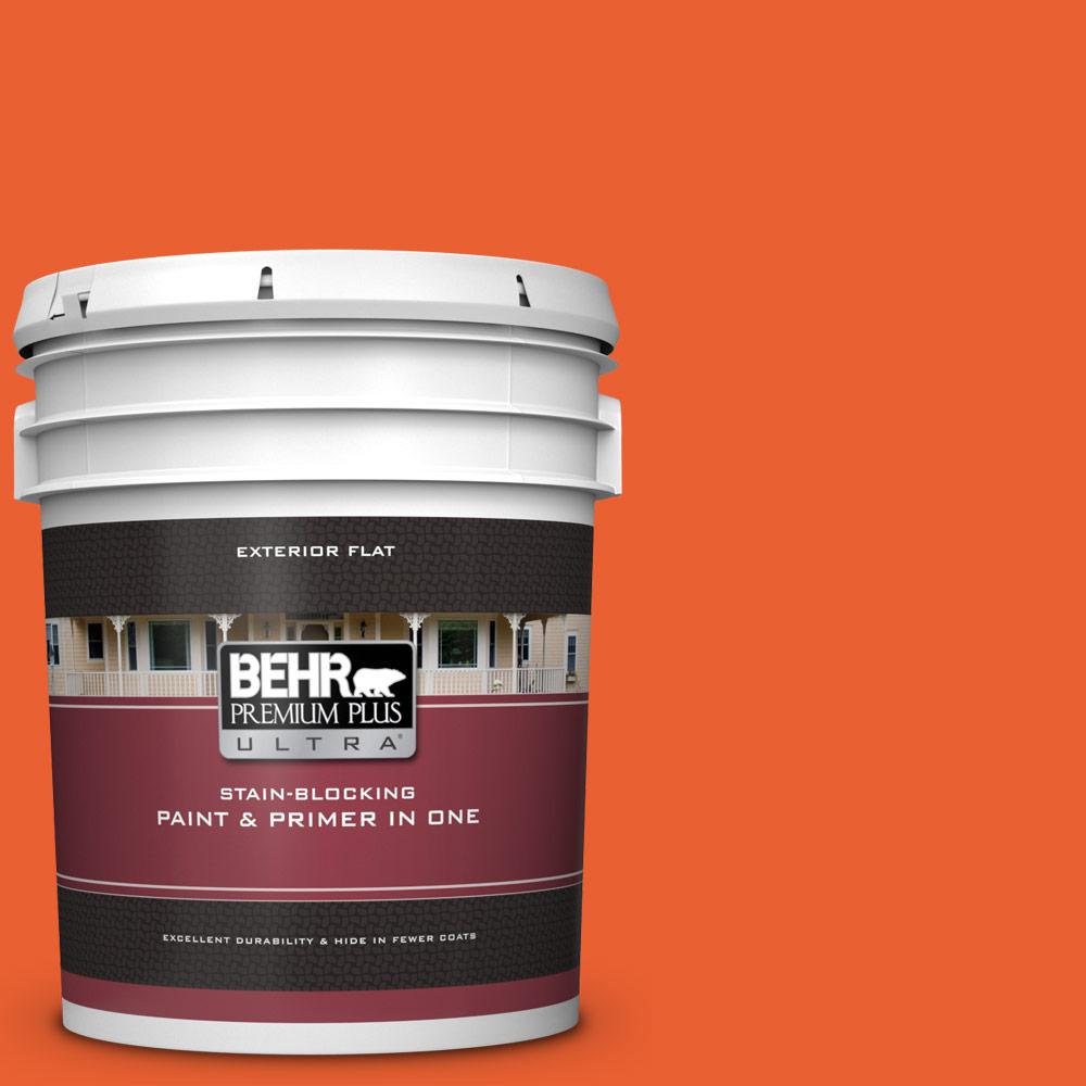 BEHR Premium Plus Ultra 5 gal. 210B7 Flame Flat Exterior Paint and