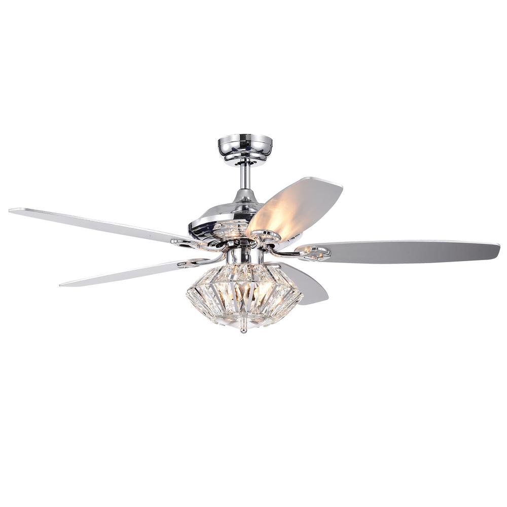 Warehouse Of Tiffany Copper Grove Toshevo 52 In Indoor Chrome Remote Controlled Ceiling Fan With Light Kit