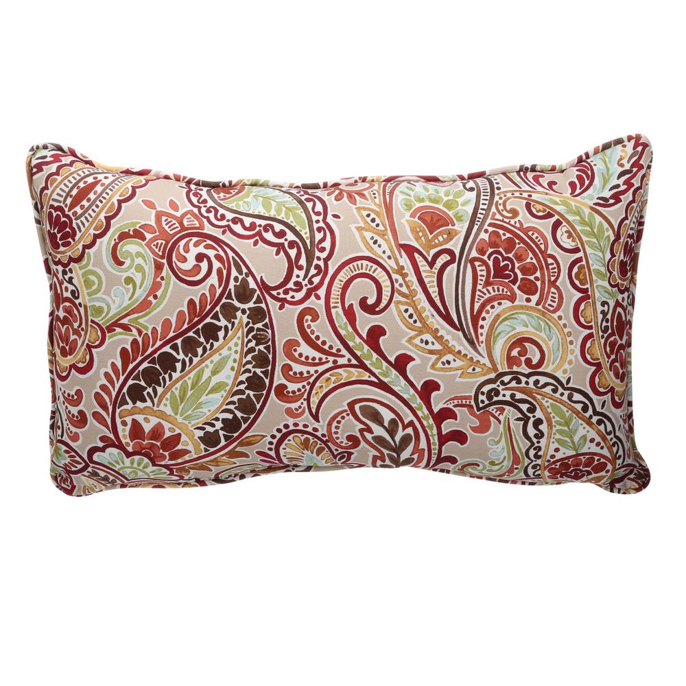Hampton Bay Chili Paisley Lumbar Outdoor Throw PillowTG0Y108B9D4