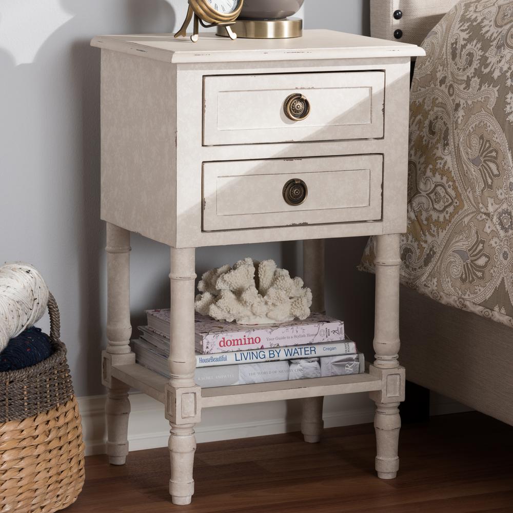 Baxton Studio Lenore 2 Drawer White Nightstand 146 8189 Hd The