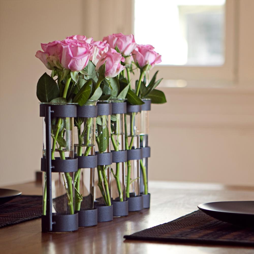 DANYA B 9 In. Glass 2.5 In. Decorative Vase -Tube Hinged Vases On Rings ...