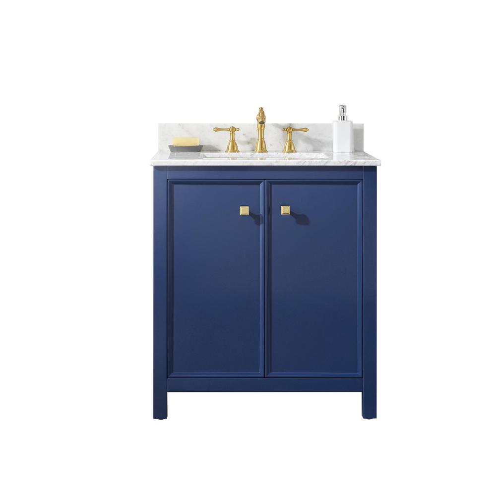 Legion Furniture 30 In W X 22 In D Vanity In Blue With Marble Vanity Top In White With White Basin With Backsplash Wlf2130 B The Home Depot