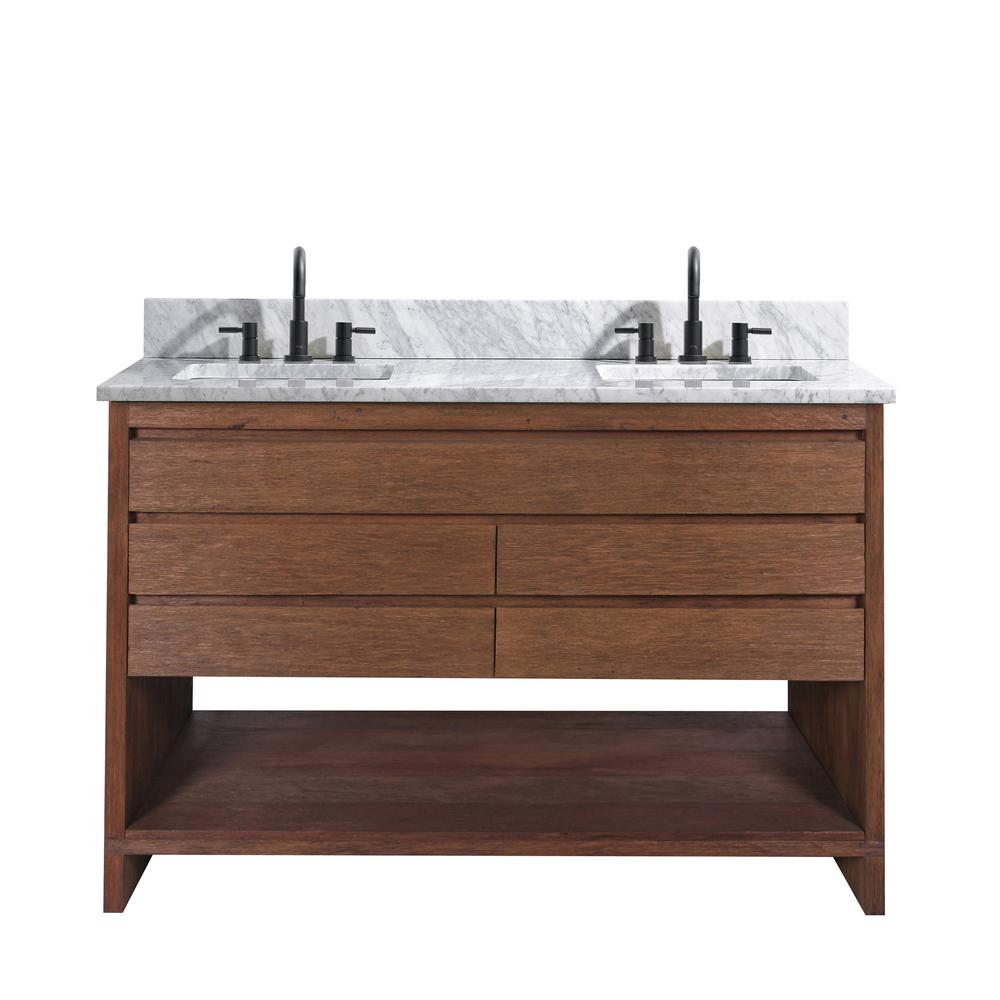 Avanity Kai 49 In W X 22 In D X 35 In H Bath Vanity In Brown Reclaimed Wood With Marble Vanity Top In White And White Basin Kai Vs49 Brw The Home Depot