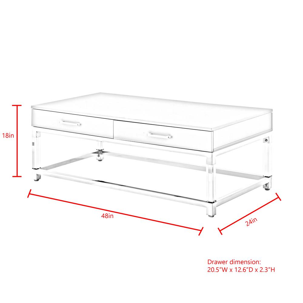 Inspired Home Caspian Light Grey Chrome Coffee Table With High