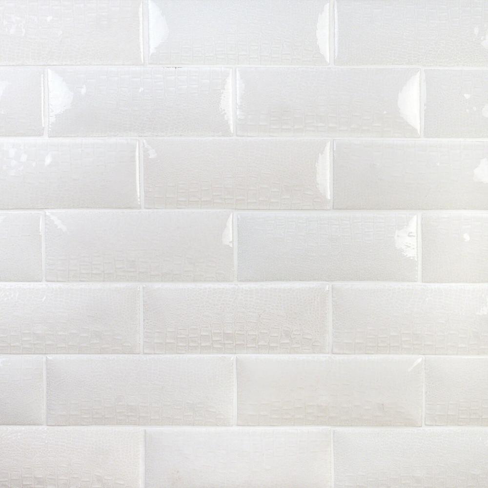 Ivy Hill Tile Dallas Pillowed Leather White 3 In X 8 In 12mm