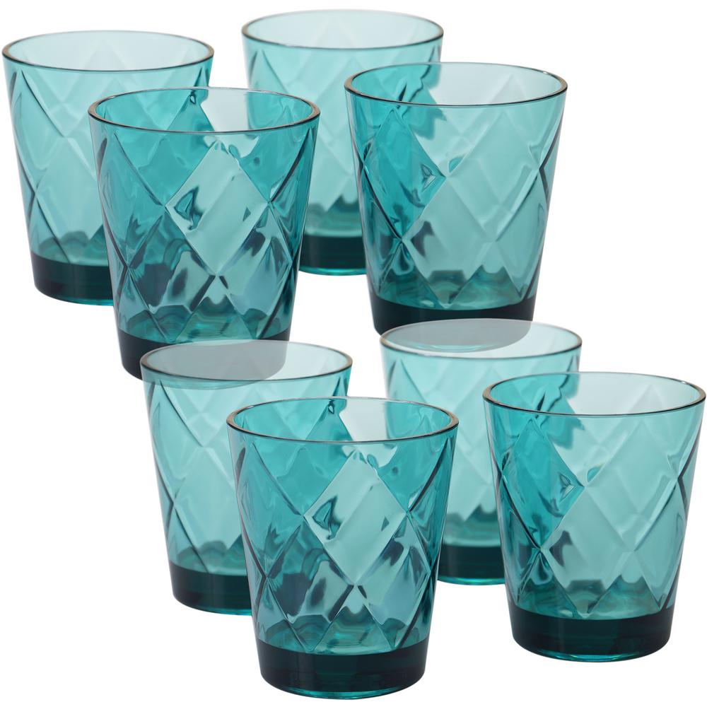 Certified International 15 oz. 8Piece Teal Old Fashion Glass20431Set