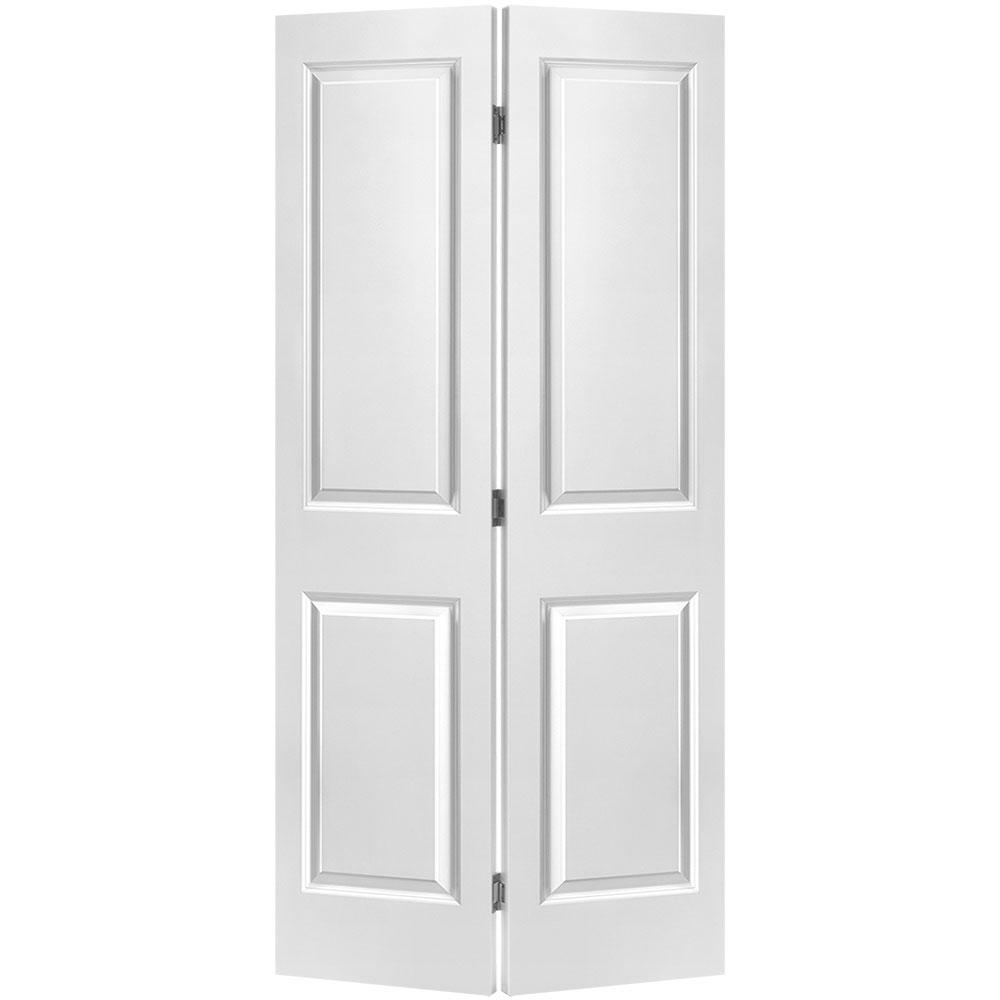 Masonite 36 In X 80 In 2 Panel Square Top Primed White Hollow Core Composite Bi Fold Interior Door