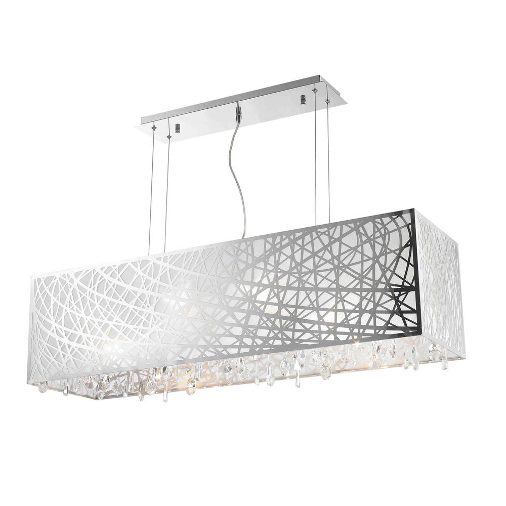 Worldwide Lighting Julie 8 Light Chrome Rectangle Drum Chandelier Worldwide Lighting Julie 8 Light Chrome Rectangle Drum Chandelier With Clear Crystal Shade