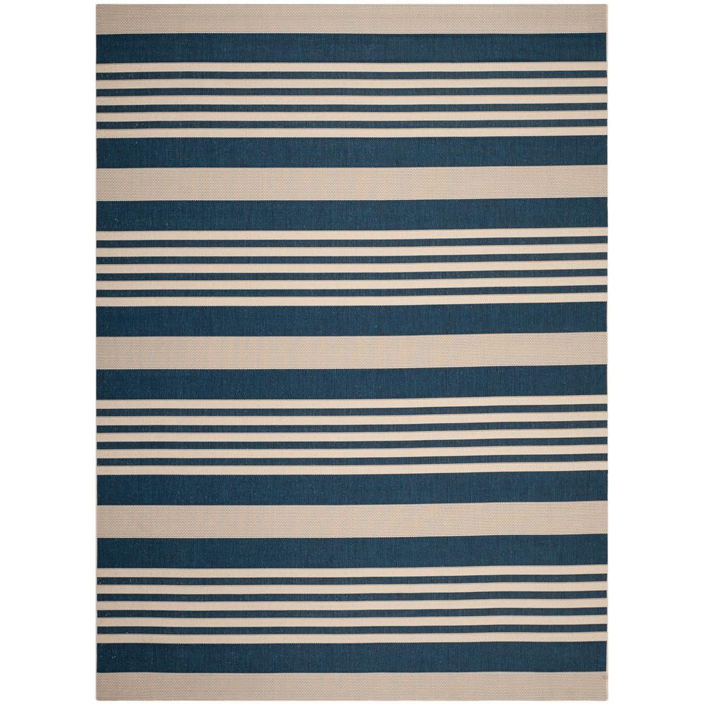 Safavieh Courtyard Navy/Beige 8 ft. x 11 ft. Indoor/Outdoor Area Rug