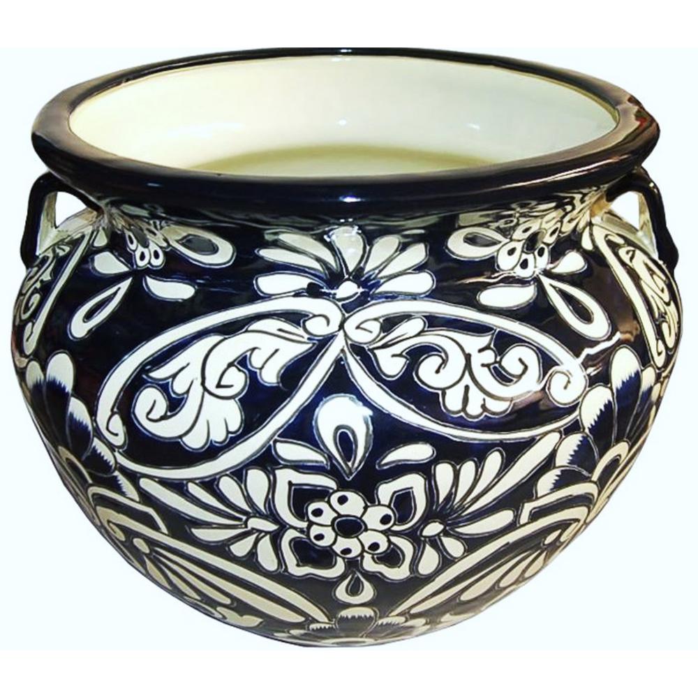 Trendspot 16 in. Dia Dark Blue Talavera Chata PlanterCR1084414A The
