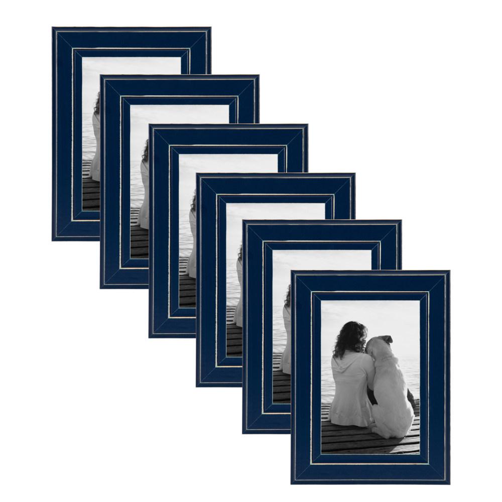 DesignOvation Kieva 4x6 Navy Blue Picture Frame (Set of 6)-213696 - The ...