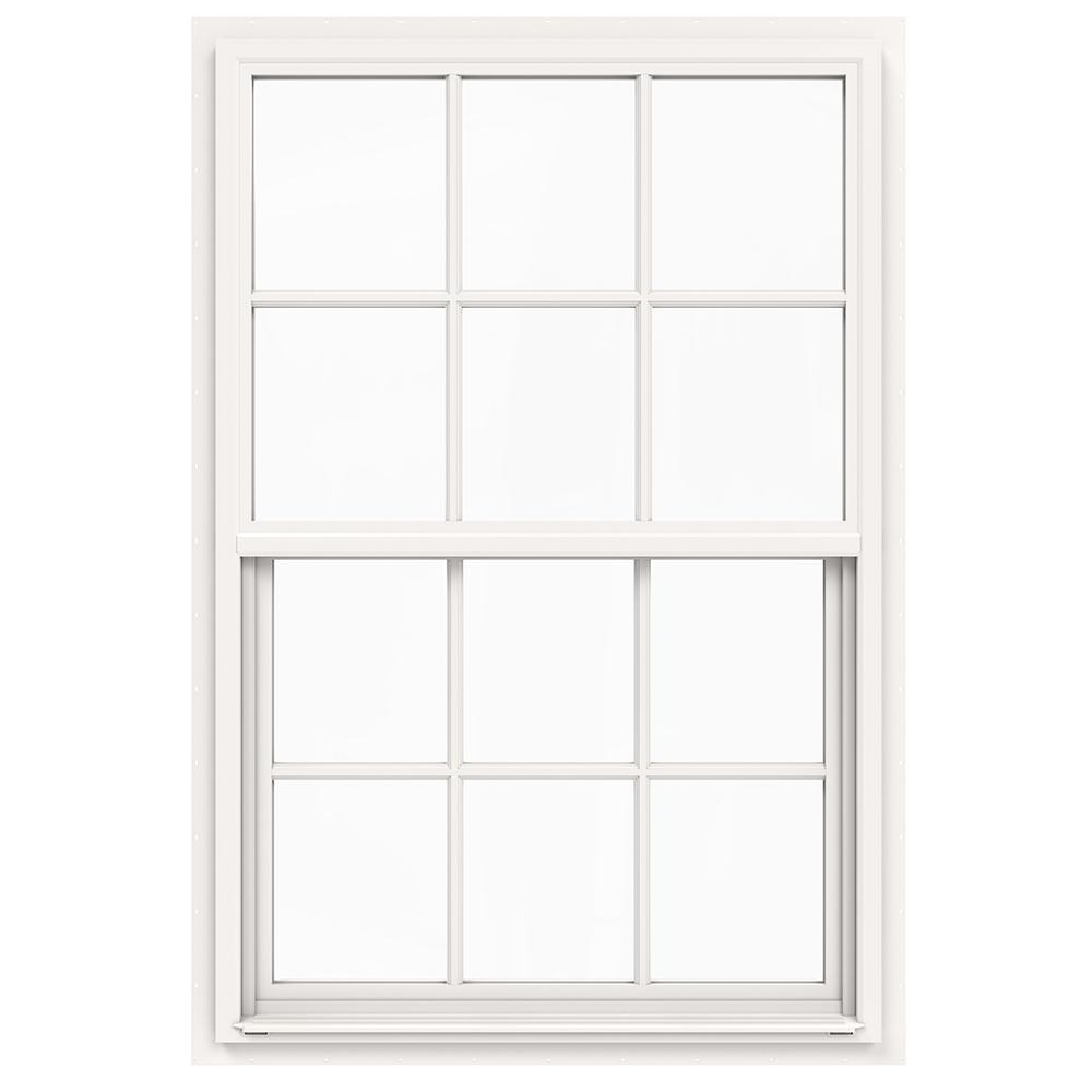 Jeld Wen 36 In X 54 V 4500 Series White Single Hung Vinyl Window With 6 Lite Colonial Grids Grilles