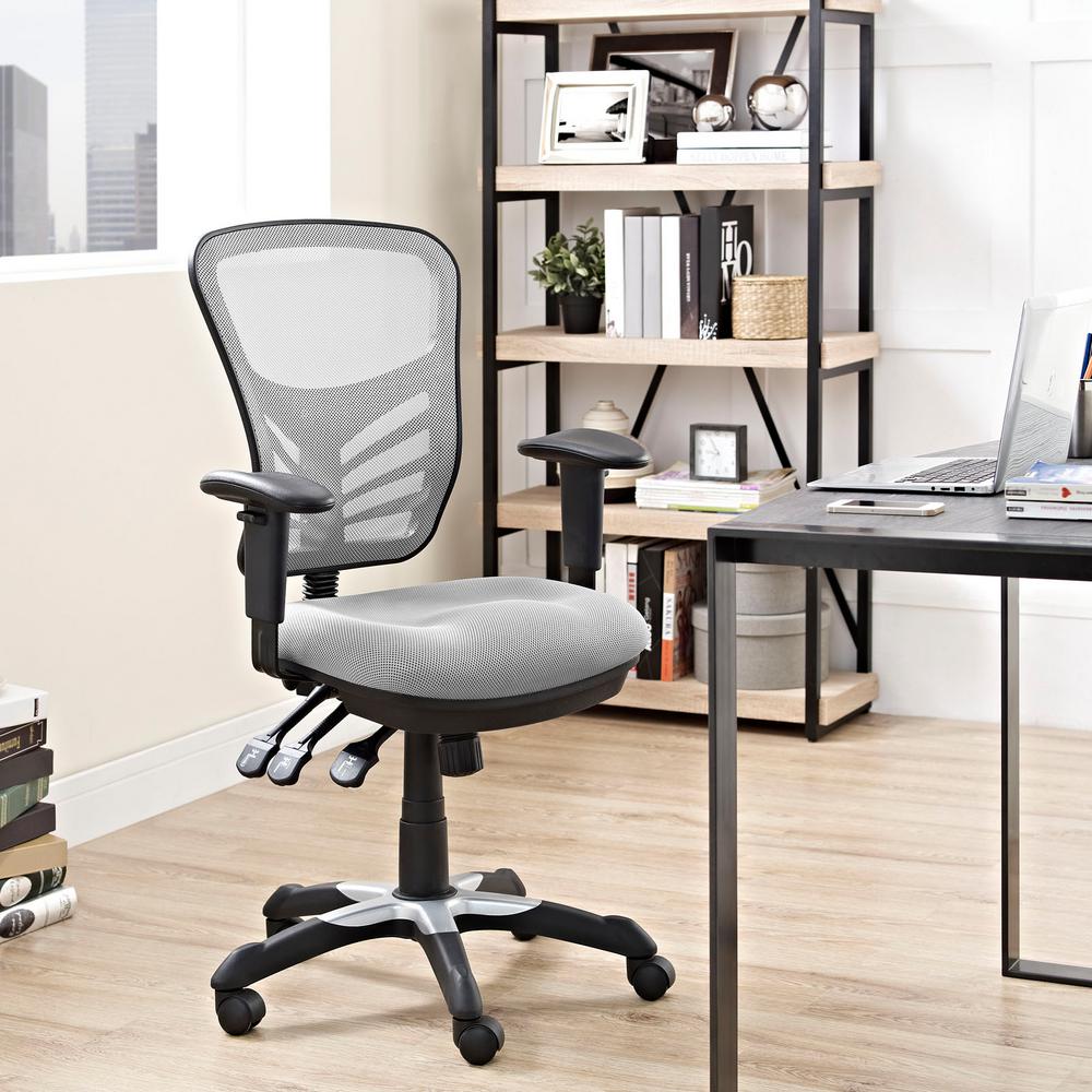 Modway Articulate Mesh Office Chair In Gray Eei 757 Gry The Home Depot Articulate Mesh Office Chair In Gray By Modway