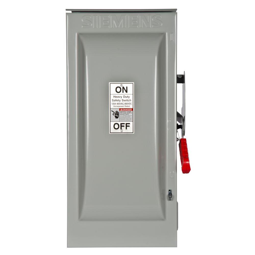 Siemens Double Throw 100 Amp 600Volt 3Pole Indoor NonFusible Safety SwitchDTNF363 The Home
