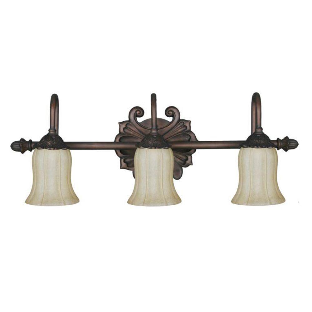 DSI 3Light Rubbed Bronze with Fluted Glass Vanity Light16418 The