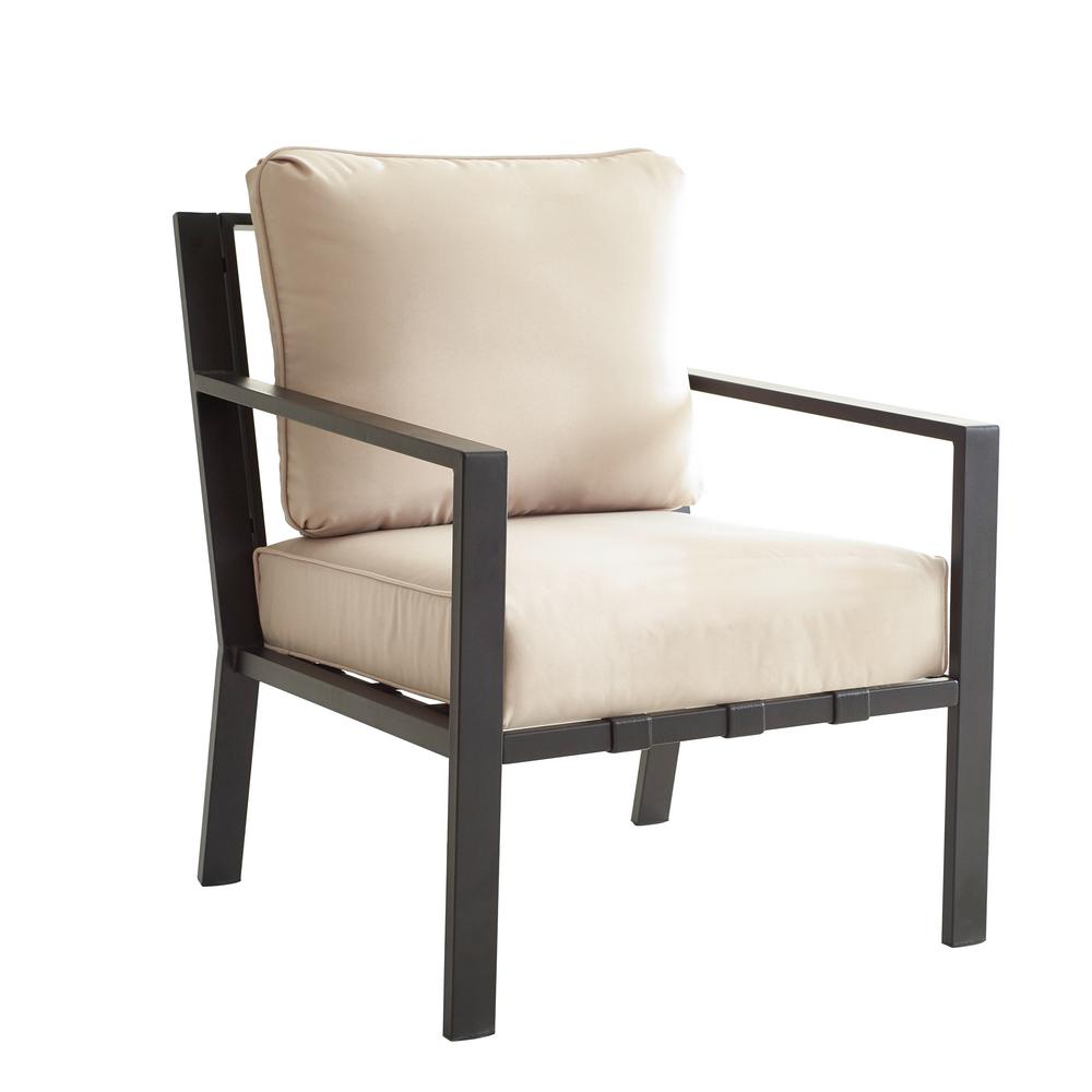 FESTIVAL TRADING INC X-Back 3-Piece Metal Patio Conversation Seating Set with Beige Cushions For Sale