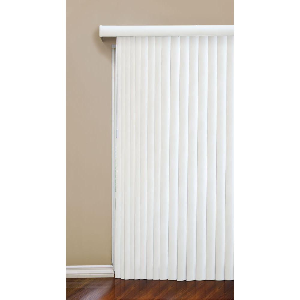 Hampton Bay Crown White Room Darkening, What Is The Standard Size For Vertical Blinds Sliding Glass Doors