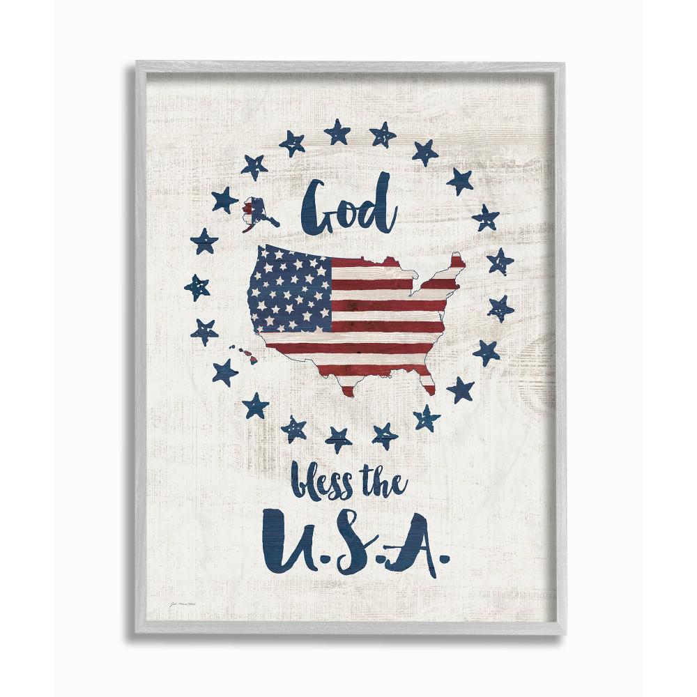 11 in x 14 in god bless the usa stars and stripes americana gray farmhouse framed wall art by jo moulton