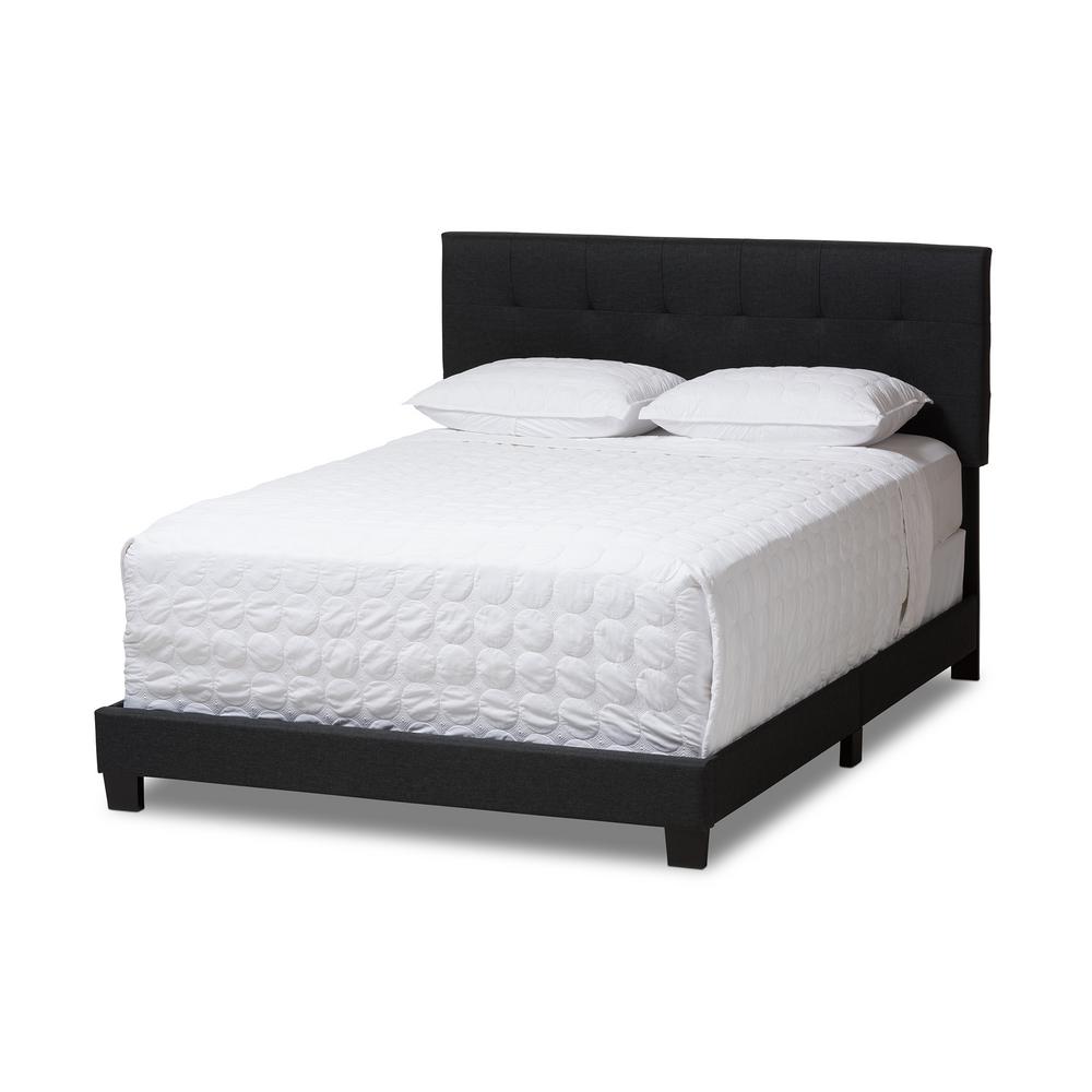 Baxton Studio Brookfield Contemporary Dark Gray Fabric Upholstered Queen Size Bed 262 7399 Hd The Home Depot