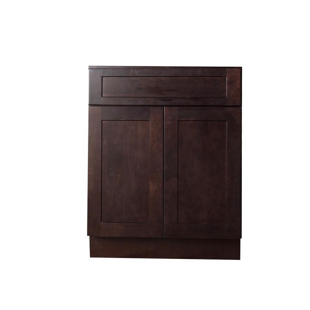 Bremen Ready To Assemble 27x34 5x24 In Shaker Base Cabinet With 1 Drawer And 2 Door Espresso
