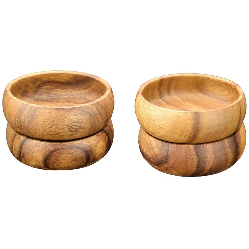 Acaciaware 4 In Piece Wooden Round Dip And Nut Bowl Set 22410 4 Piece Wooden Round Dip And Nut Bowl Set 22410 The Home Depot