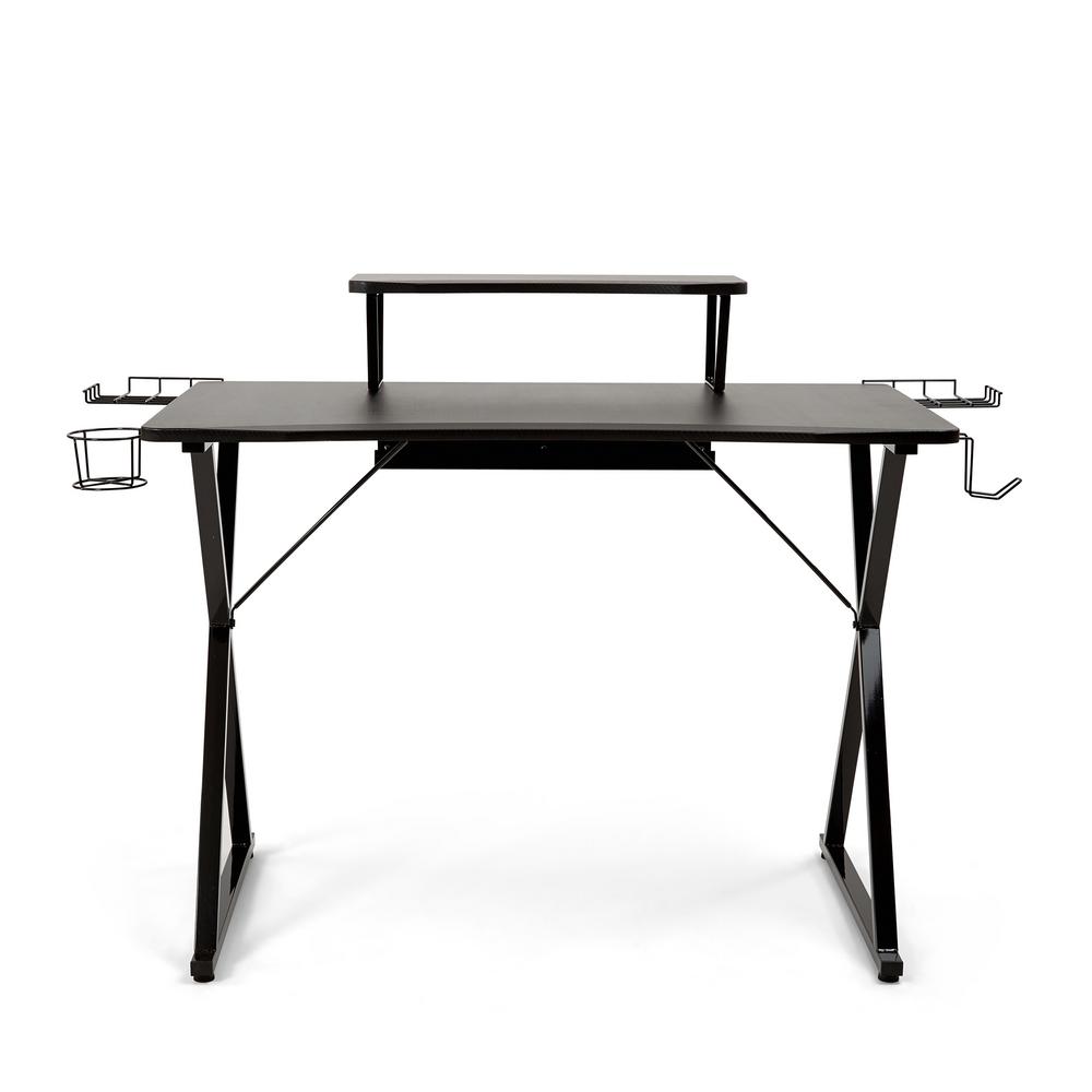 Seville Classics Airlift 41 7 In X 23 3 In Black Gaming Esports Computer Desk X Frame With Removable Monitor Riser Off65922b The Home Depot