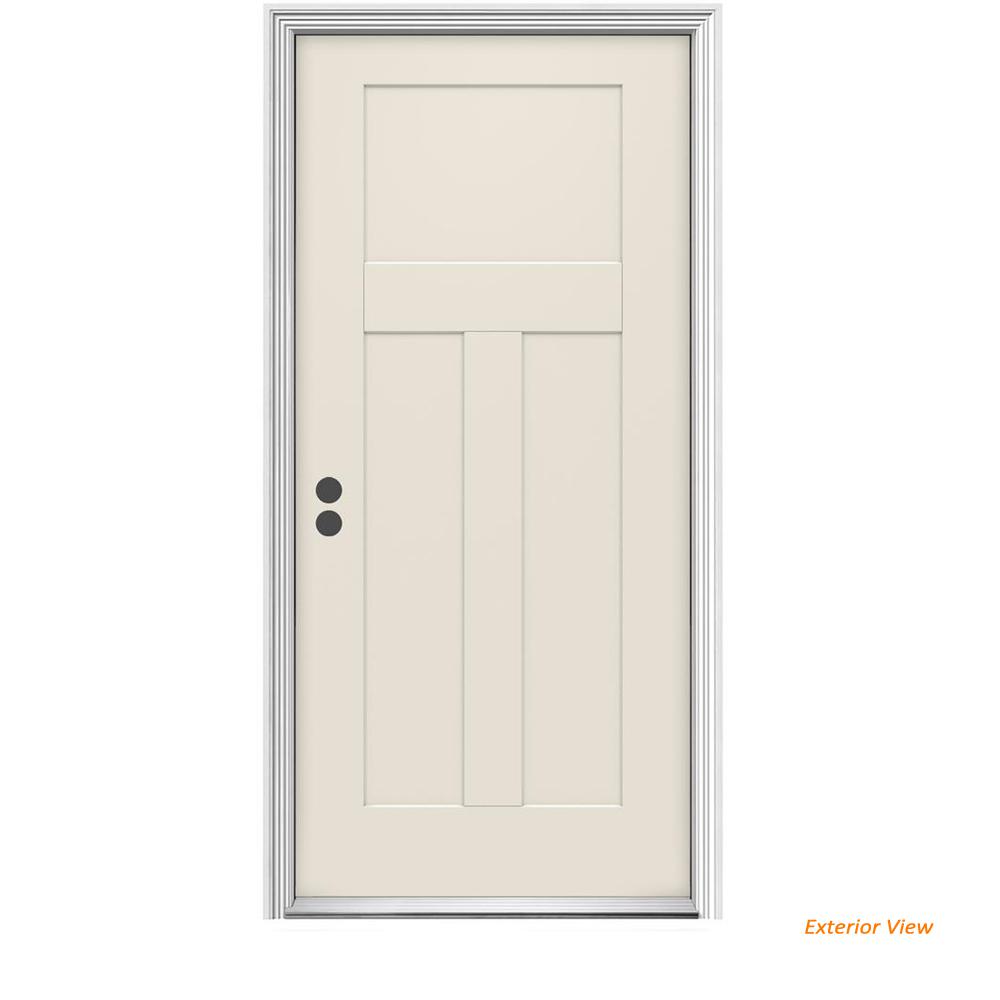 Jeld Wen 36 In X 80 In 3 Panel Craftsman Primed Right Hand