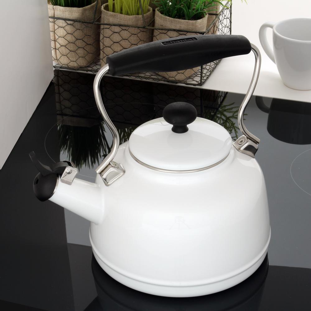 Vintage Glossy White Tea Kettle Lid Rapid Boiling Water All Stovetop ...